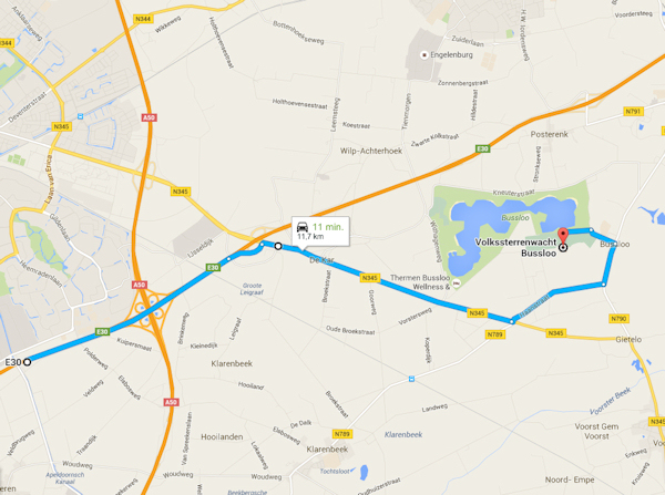Route Apeldoorn Bussloo via A1
