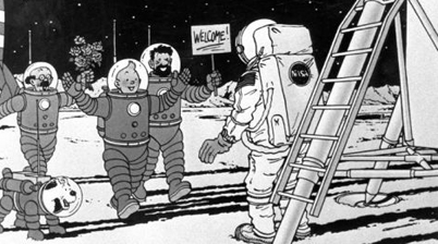 Neil Armstrong in de voetsporen van Kuifje